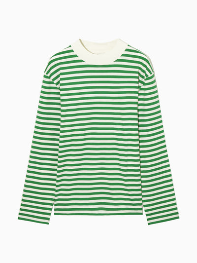 Cos Green striped long sleeve t-shirt at Collagerie