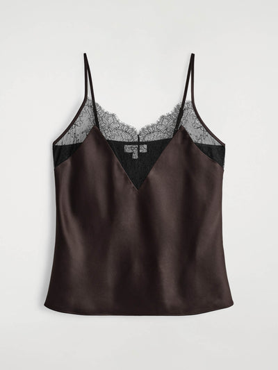 Cos Lace-trimmed satin cami top at Collagerie