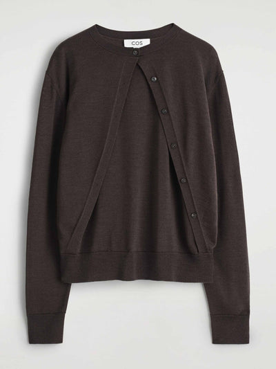 Cos Layered merino wool cardigan at Collagerie