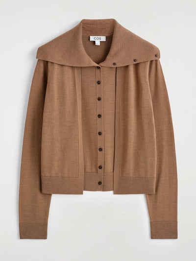 COS Layered merino wool high-neck cardigan at Collagerie