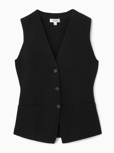 Cos Longline knitted wool waistcoat at Collagerie