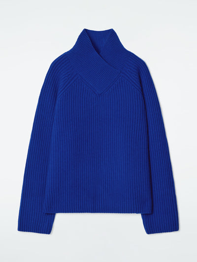 Cos Wrap-collar merino wool jumper at Collagerie