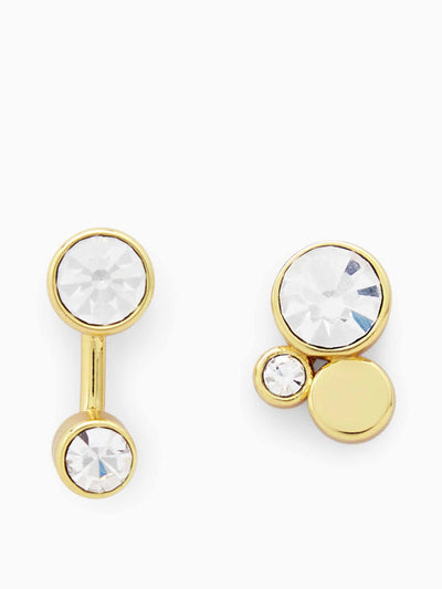 Cos Mismatched gold and crystal stud earrings at Collagerie