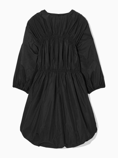 Cos Open-back shirred mini balloon dress in black at Collagerie