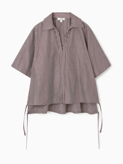 Cos Open-collar drawstring blouse at Collagerie