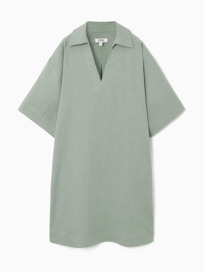 Cos Open-collar linen shirt dress at Collagerie