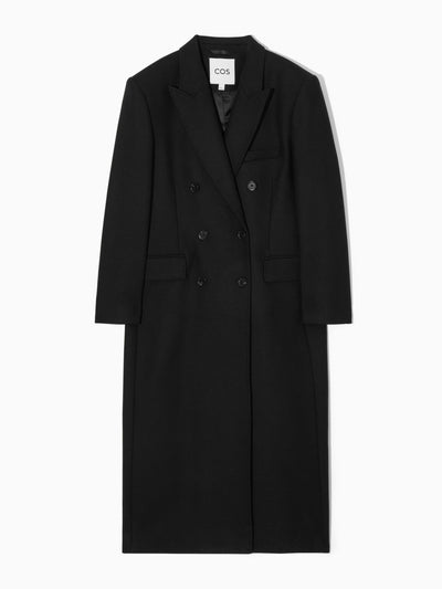 Cos Black oversized double-breasted wool coat at Collagerie