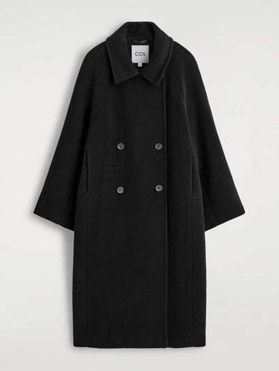 Cos Oversized double-breasted wool long coat at Collagerie