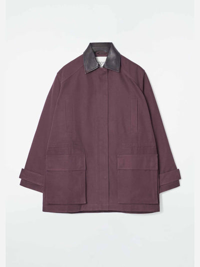 Cos Oversized leather-collar utility jacket at Collagerie