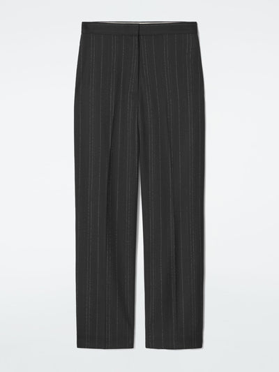 Cos Pinstriped tailored barrel-leg trousers at Collagerie