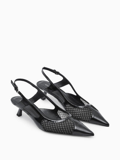 Cos Pointed mesh slingback kitten heels at Collagerie