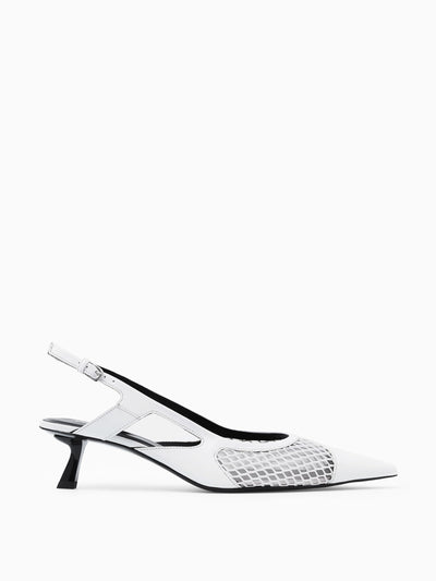 Cos Pointed mesh slingback kitten heels at Collagerie