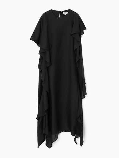 Cos Ruffled asymmetric midi dress at Collagerie