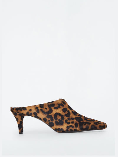 Cos Square-toe leopard pony-hair mules at Collagerie