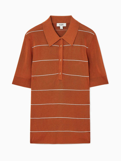 Cos Striped knitted polo shirt at Collagerie