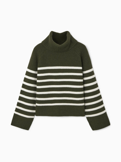 Cos Striped wool roll-neck jumper at Collagerie