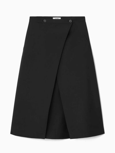 Cos Tailored wool midi wrap skirt at Collagerie