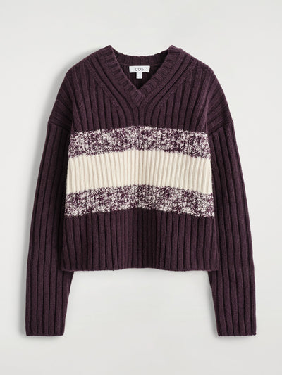 COS Textured merino wool v-neck jumper at Collagerie