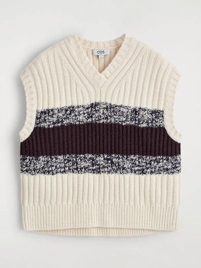 COS Textured merino wool v-neck vest at Collagerie