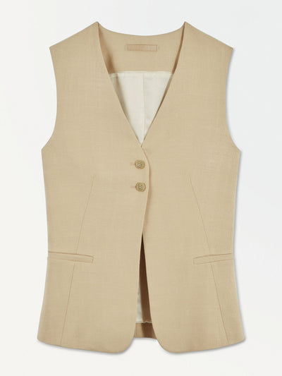 Cos Longline waistcoat in beige at Collagerie