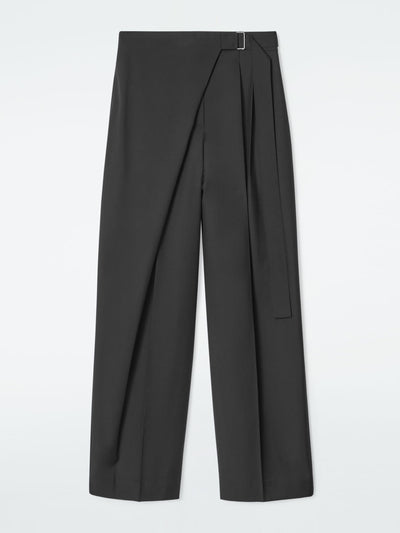 Cos Belted wrap-front wool trousers at Collagerie