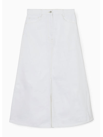 Cos White A-line denim midi skirt at Collagerie