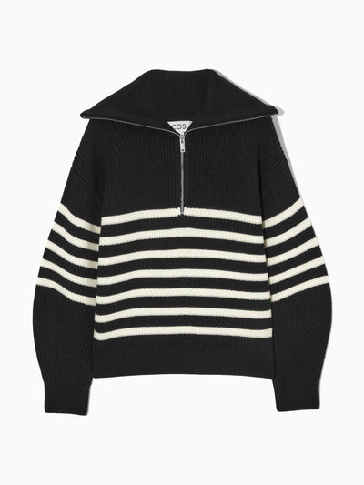 Cos Wool and cotton half-zip jumper at Collagerie