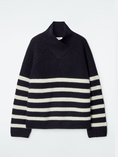 Cos Wrap-collar merino wool jumper at Collagerie