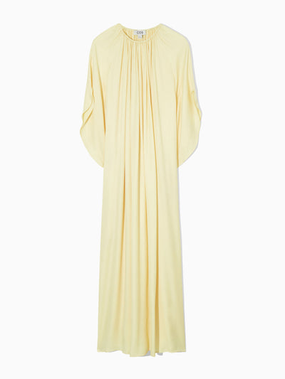 Cos Yellow floaty gathered midi dress at Collagerie