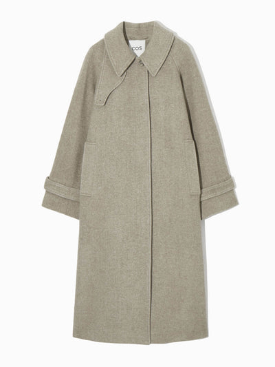 Cos Oversized rounded beige wool coat at Collagerie