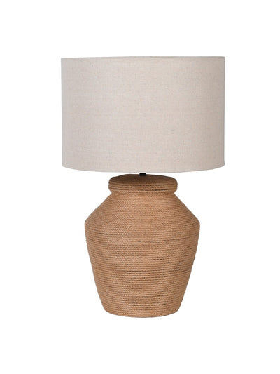 Cotswold Luxe Rope table lamp with linen shade at Collagerie