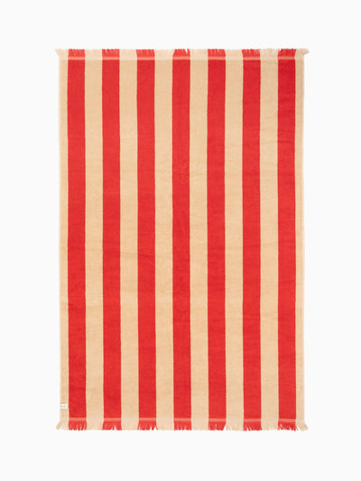 Ferm Living Red and beige striped beach towel at Collagerie