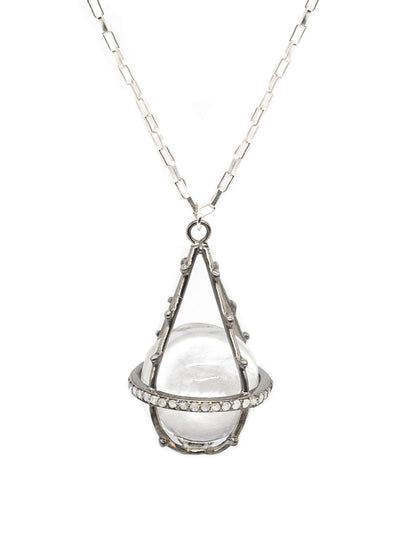 Kirstie Le Marque Diamond and silver crystal ball necklace at Collagerie