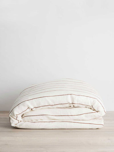 Cultiver Linen duvet cover in cedar stripe at Collagerie