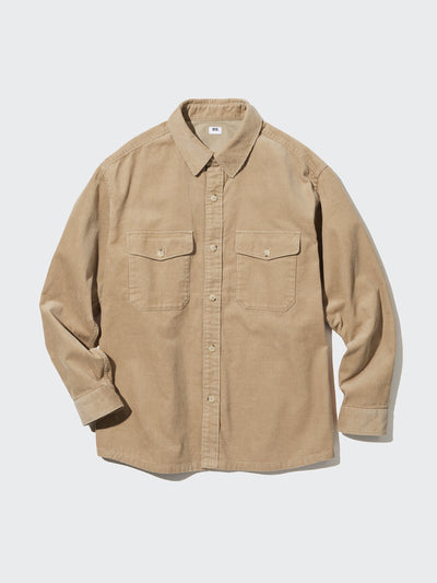 Uniqlo Corduroy oversized work shirt in beige at Collagerie