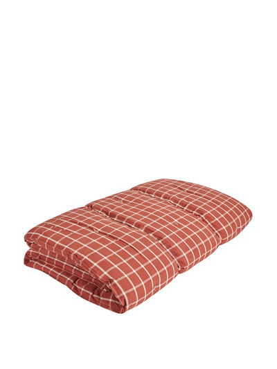 Tensira Red check cotton quilted bedroll at Collagerie