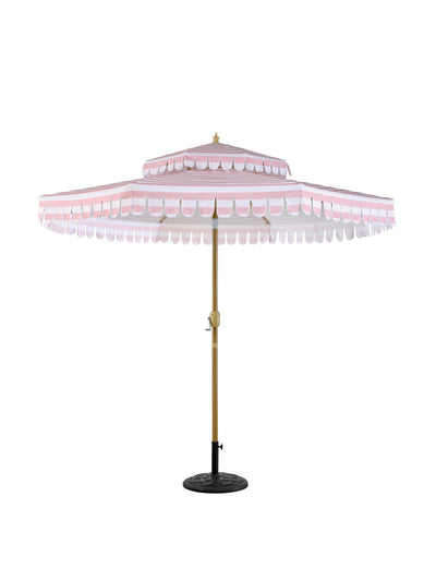 Daals Fabienne pink and white striped double top crank and tilt parasol at Collagerie
