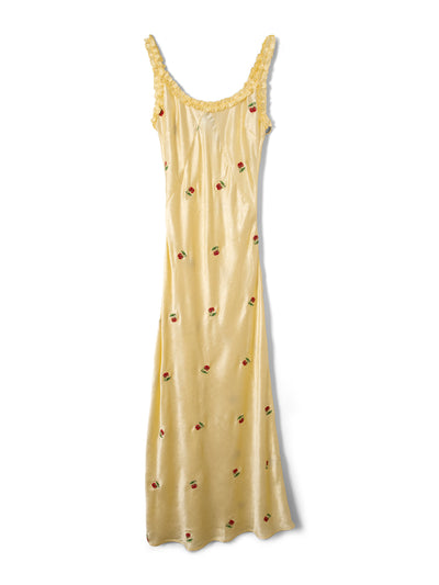 Damson Madder Simone slip midi dress in butter yellow at Collagerie