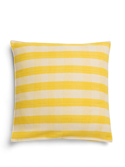 Daylesford Organic Rye small check cushion at Collagerie