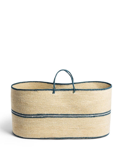 Daylesford Organic Stripe rectangle basket bag in blue at Collagerie