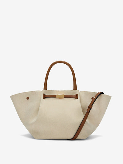 Demellier The Midi New York in salt and pepper canvas tan at Collagerie