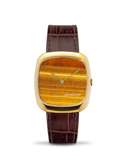 Dennison Natural-stone Tiger Eye timepiece in gold-tone stainless steel at Collagerie