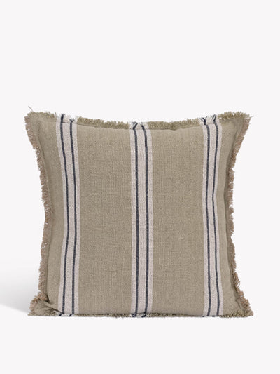Design Vintage Taupe striped frill cushions at Collagerie
