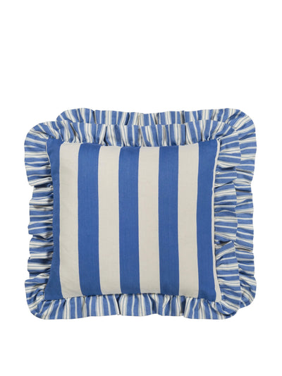Designers Guild Berkeley stripe cobalt cotton cushion at Collagerie
