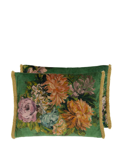 Designers Guild Fleur vintage green cushion at Collagerie