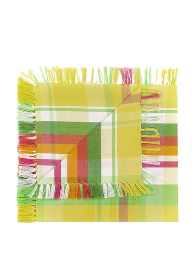 Designers Guild Multicolour check linen table runner at Collagerie