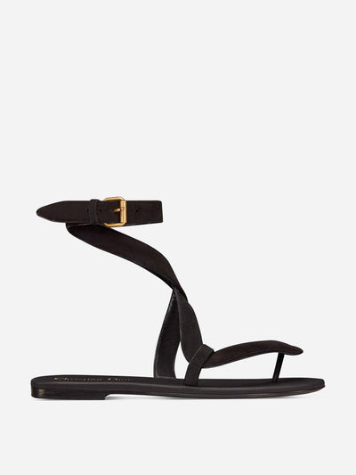 Dior Black suede calfskin thong sandals at Collagerie