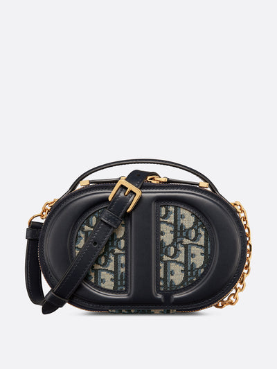 Dior Black CD-embossed oval camera bag at Collagerie