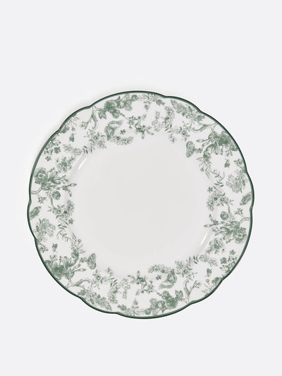Dior Linden Green Toile de Jouy porcelain dinner plate at Collagerie