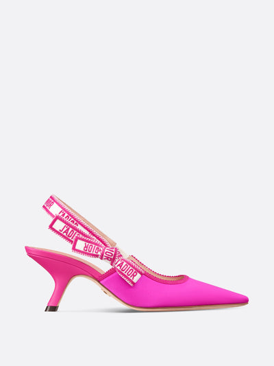 Dior Pink satin slingback pumps at Collagerie